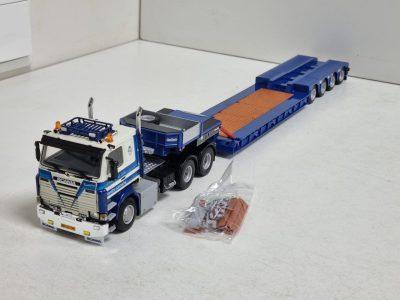 WSI scania 143 van SCHOONES B.V. met LOW LOADER I EURO - 4 AXLE dieplader